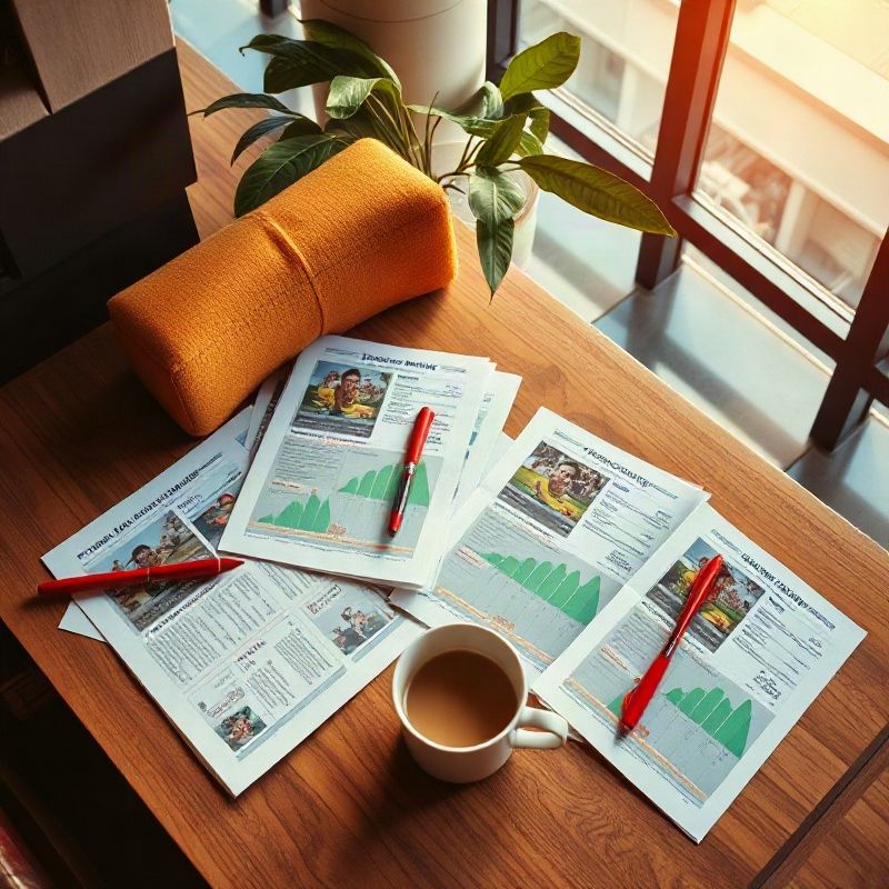 Mesa de jornalista com reportagens impressas em Curitiba